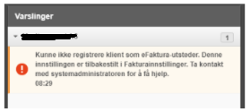 Advarsel: Registrering ikke fullført. Obligatoriske felt mangler eller er feil. Se avsnitt 66-29