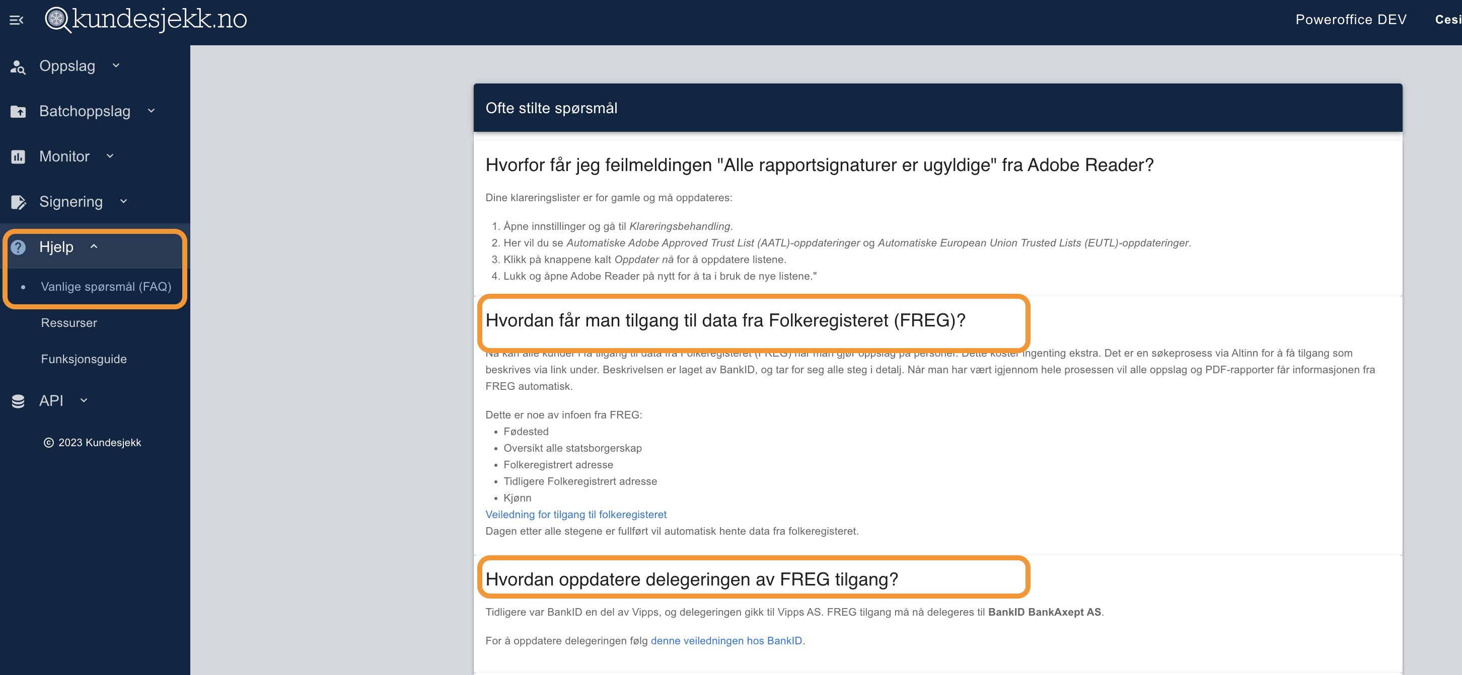 FAQ: Adobe Reader-rapporter, FREG-datatilgang og FREG-delegering med løsningstrinn
