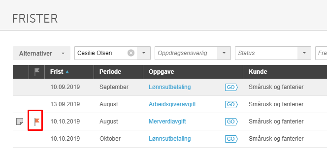 Frister-liste: Lønnsutbetaling september, arbeidsgiveravgift august, merverdiavgift august markert