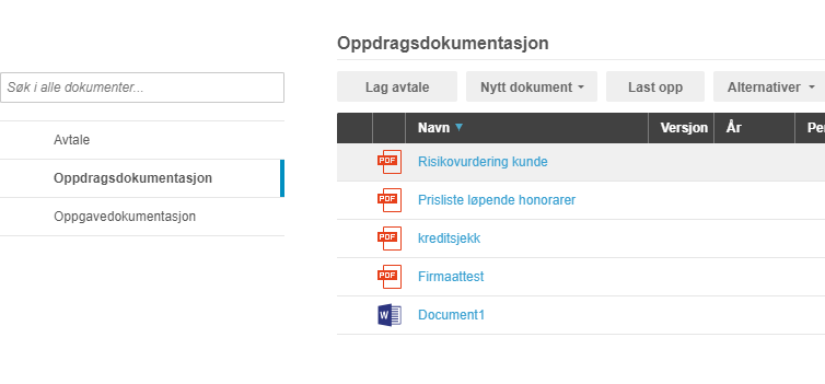 Oppdrags­dokumentasjon med PDF- og Word-maler: Risikovurdering kunde, Pristiliste, kreditsjekk, Firmatestest
