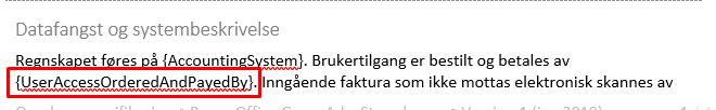 Datafangst: regnskap på AccountingSystem, UserAccessOrder og Payedby obligatorisk for fakturaer