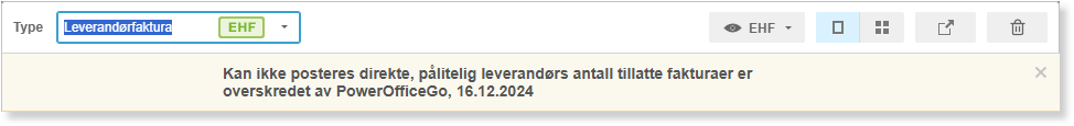 Advarsel: Direkteposterte leverandørfakturaer overskrider grense i PowerOffice Go (16.12.2024)