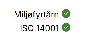 Innstillinger Bærekraft med avkrysningsbokser for Miljøfyrtårn og ISO 14001-sertifisering